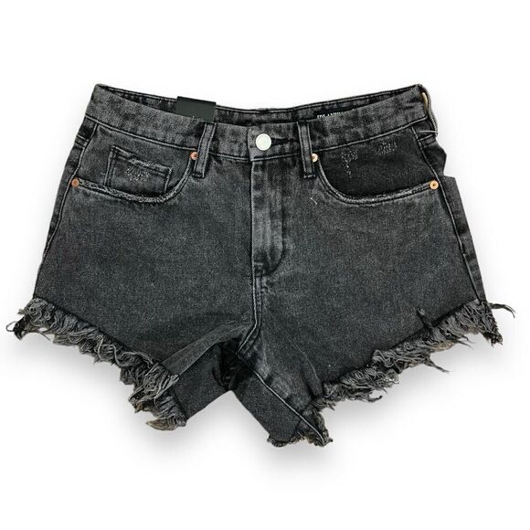 Blank NYC Shorts Women’s 28 Black Cutoff Distressed Denim Dark Wash - Picture 1 of 7